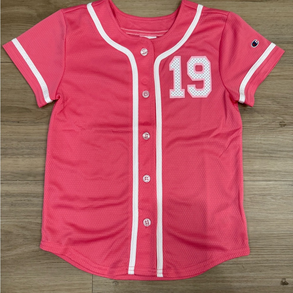 Champion Kids Pink Button-Up Jersey | SZ 6 | NWOT